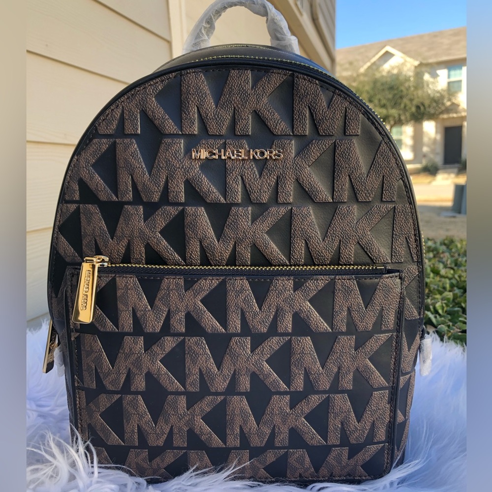 New 🎀 Michael Kors Adina Signature backpack & wallet brown Estampada - Picture 4 of 14